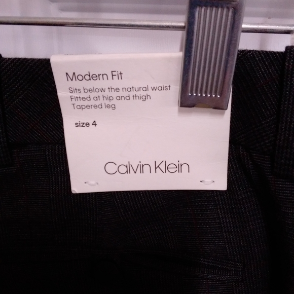 Calvin Klein Modern Fit Charcoal Grey Pinstripe Trousers Nwt - Picture 6 of 9
